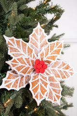 21” Gingerbread Poinsettia Stem with Red Berries