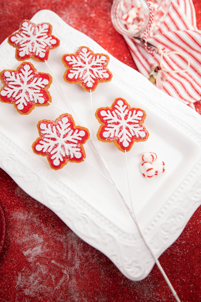 26” Iced Red and White Snowflake Spray