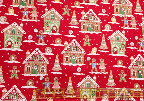 Quilting Cotton Gingerbread House Christmas Fabric Timeless Treasures