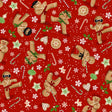 Quilting Cotton Gingerbread Ninja on Red Timeless Treasures
