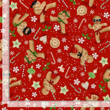 Quilting Cotton Gingerbread Ninja on Red Timeless Treasures