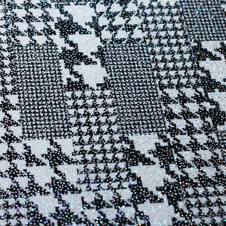Gingham Style Polyester Spandex Fabric - Black and White Gingham Check, 58-60" Width, 4-Way Stretch (1 Yard)