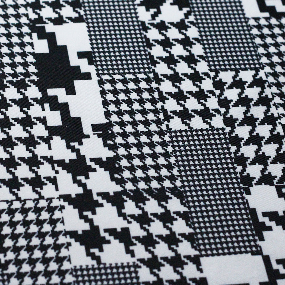 Gingham Style Polyester Spandex Fabric - Black and White Gingham Check, 58-60" Width, 4-Way Stretch (1 Yard)
