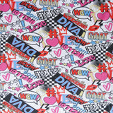 Cotton Lycra Jersey Knit Girls Rule Graffiti Print