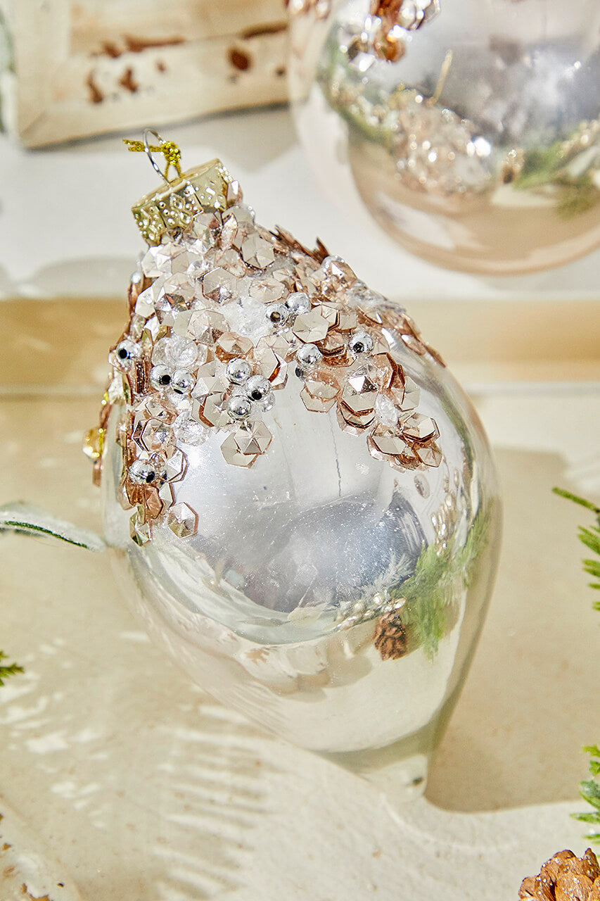 4” Blush Glass Sequin Ornament
