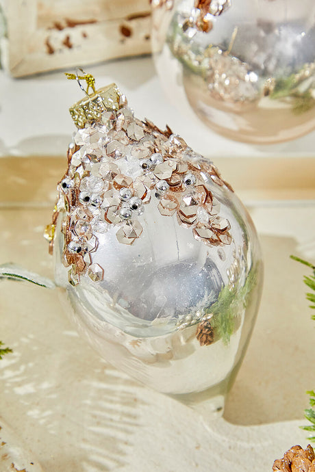 4” Blush Glass Sequin Ornament