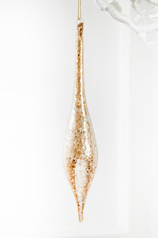 Glass Drop Ornament 9 Inch Champagne Elegant Christmas Decor