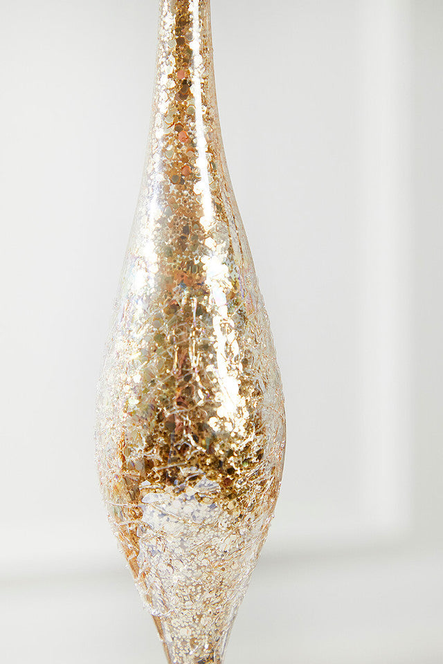 Glass Drop Ornament 9 Inch Champagne Elegant Christmas Decor