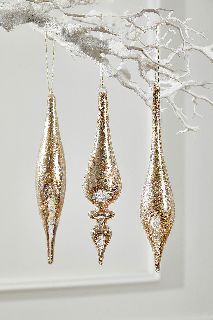Glass Drop Ornament 9 Inch Champagne Elegant Christmas Decor