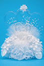 Glass Heart & Swans Topper in Dome, P440, 10" high