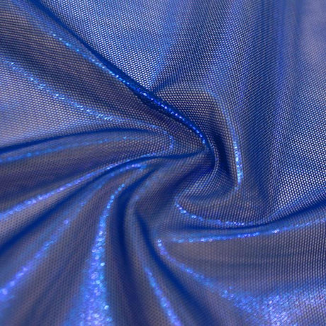 Glaze Foiled Stretch Mesh Fabric - Gunmetal, Gold, Pacific Blue/Royal, 57" Width (1 Yard)