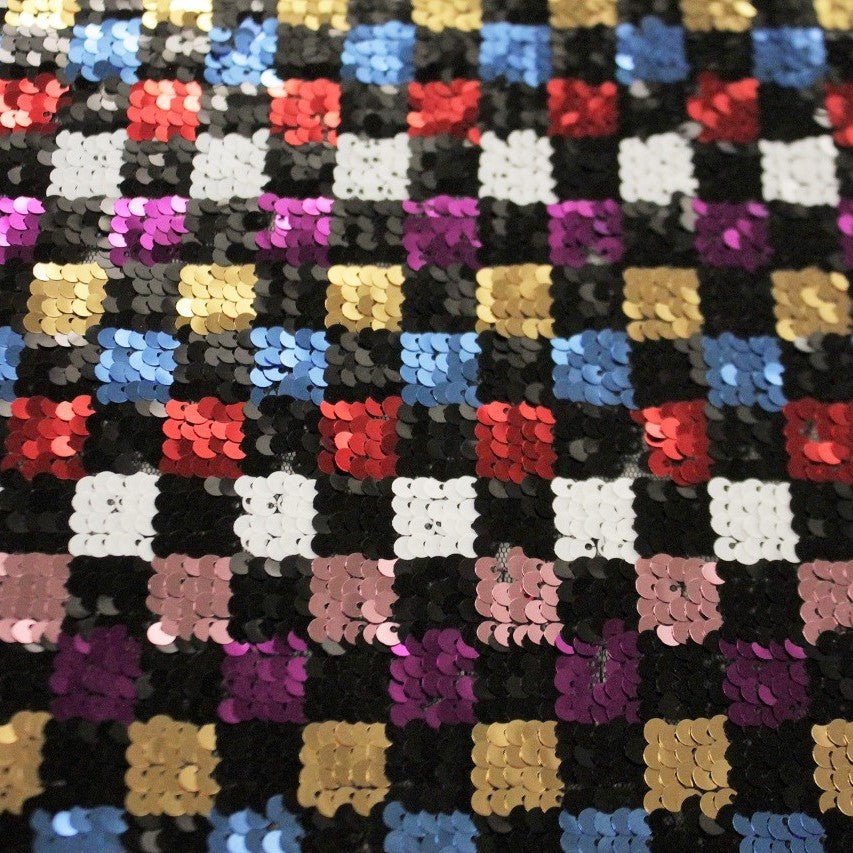Sequin Mesh Black Multi Stretch Fabric
