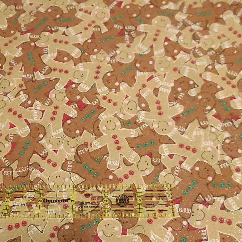 Quilting Cotton Glitter Gingerbread Christmas Fabric