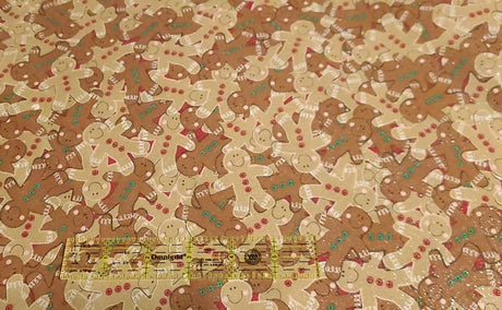 Quilting Cotton Glitter Gingerbread Christmas Fabric