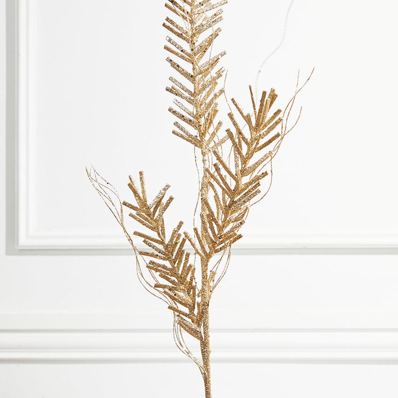 Champagne Glitter Sequin Pine Spray 30 Inch Elegant Christmas Decor