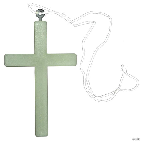Glow-in-the-Dark Plastic Cross Necklace for Halloween Costumes, lights up for a spooky Halloween night display