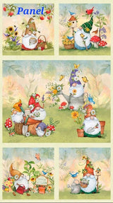 Quilting Cotton Gnome and Garden by Susan Winget