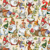 Quilting Cotton Gnome and Garden by Susan Winget