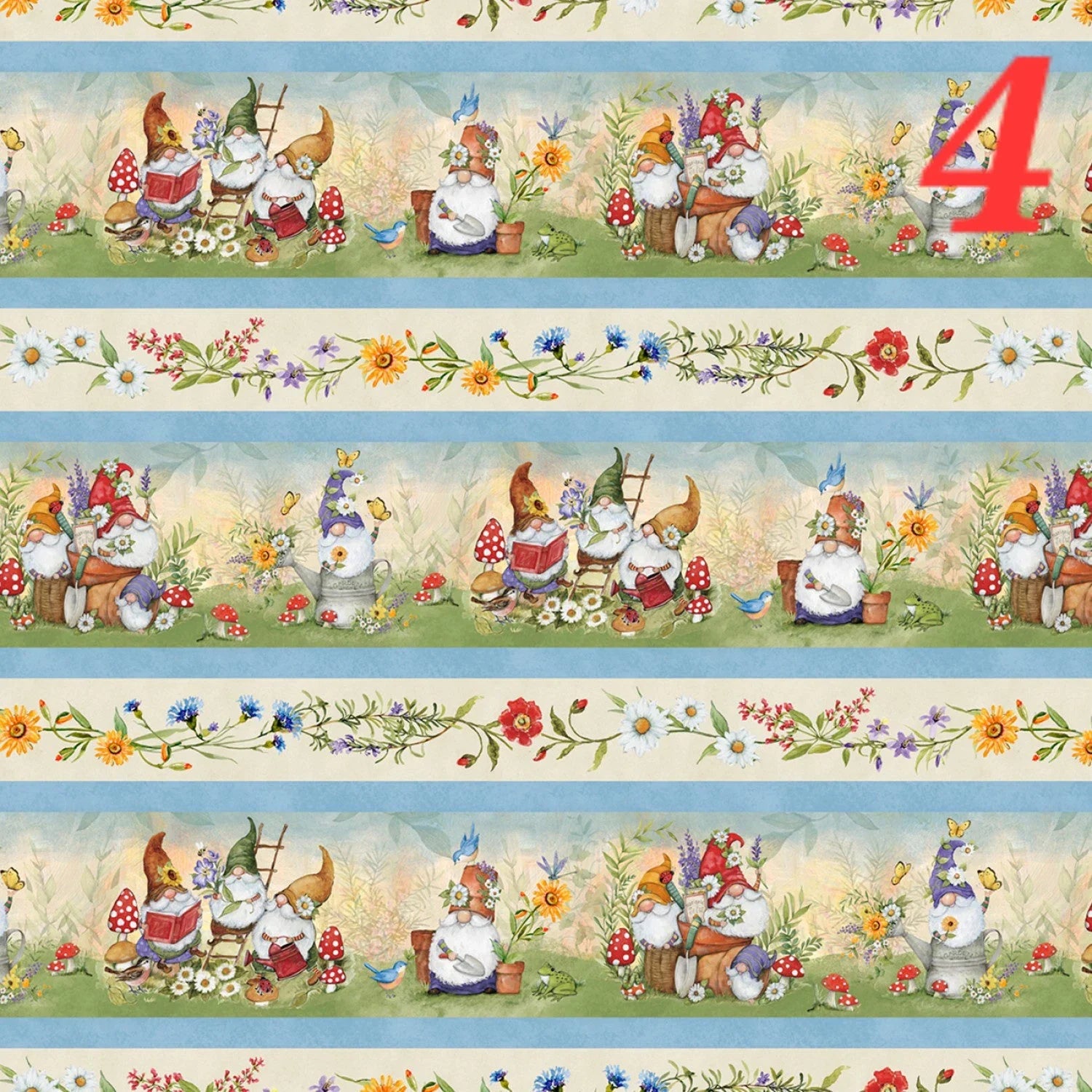 Quilting Cotton Gnome and Garden by Susan Winget