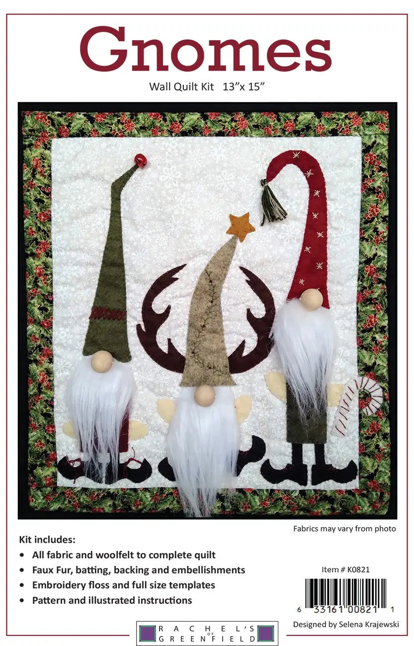 Quilt Kit Gnomes Wall Hanging 13in x 15in