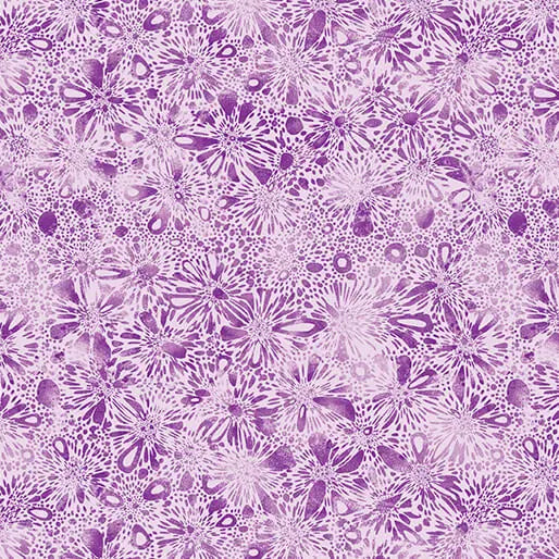 Cotton Print Fabric Go with the Flow Burst Medium Purple 44/45"