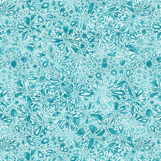 Cotton Print Go with the Flow Burst Medium Turquoise 44/45 Fabric