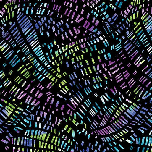 Cotton Fabric Go with the Flow Mosaic Flow Black/Multi 44/45"