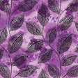 Cotton Print Mosaic Leaves Purple Fabric 44/45"