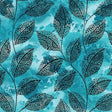 Cotton Fabric Go with the Flow Mosaic Leaves Turquoise 44/45"