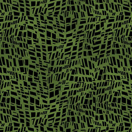 Cotton Print Go with the Flow Mosaic Shards Dark Lime 44/45 Fabric