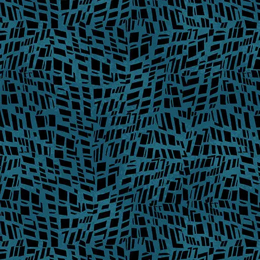 Cotton Fabric Go with the Flow Mosaic Shards Dark Teal 44/45"