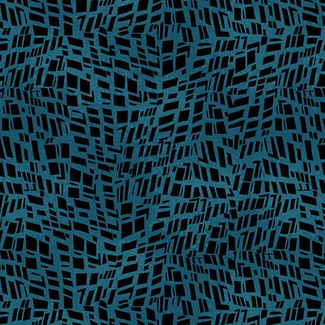 Cotton Fabric Go with the Flow Mosaic Shards Dark Teal 44/45"