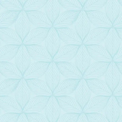 Cotton Fabric Go with the Flow Star Leaves Light Turquoise 44/45"