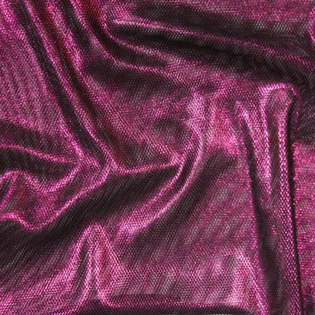 Goddess Foiled Stretch Mesh Polyester Fabric - Black/Fuchsia, 58/60" Width (1 Yard)
