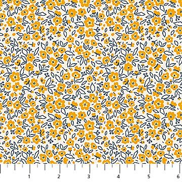 Cotton Floral Dapple Pocket Posies Fabric 44/45" Gold