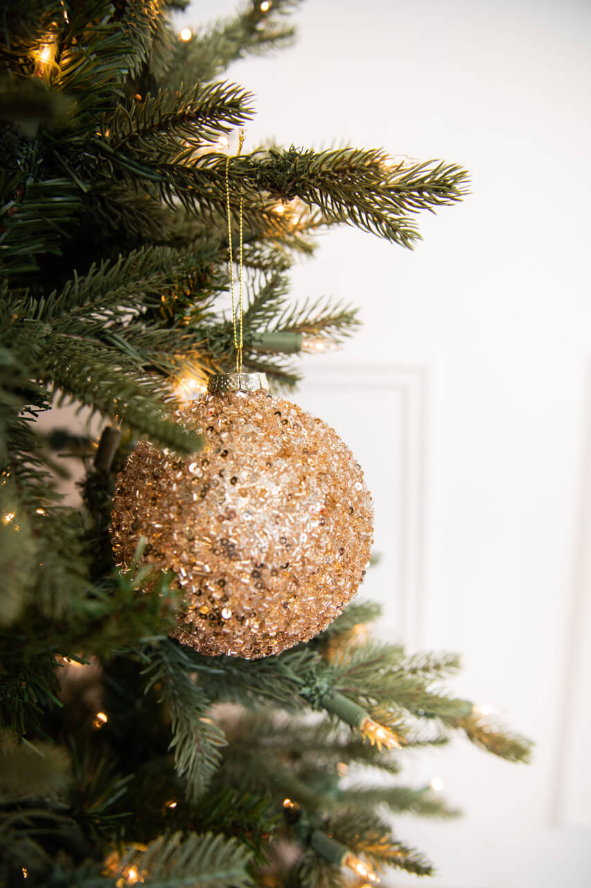 4” Rose Gold Drop/Ball Glass Ornament