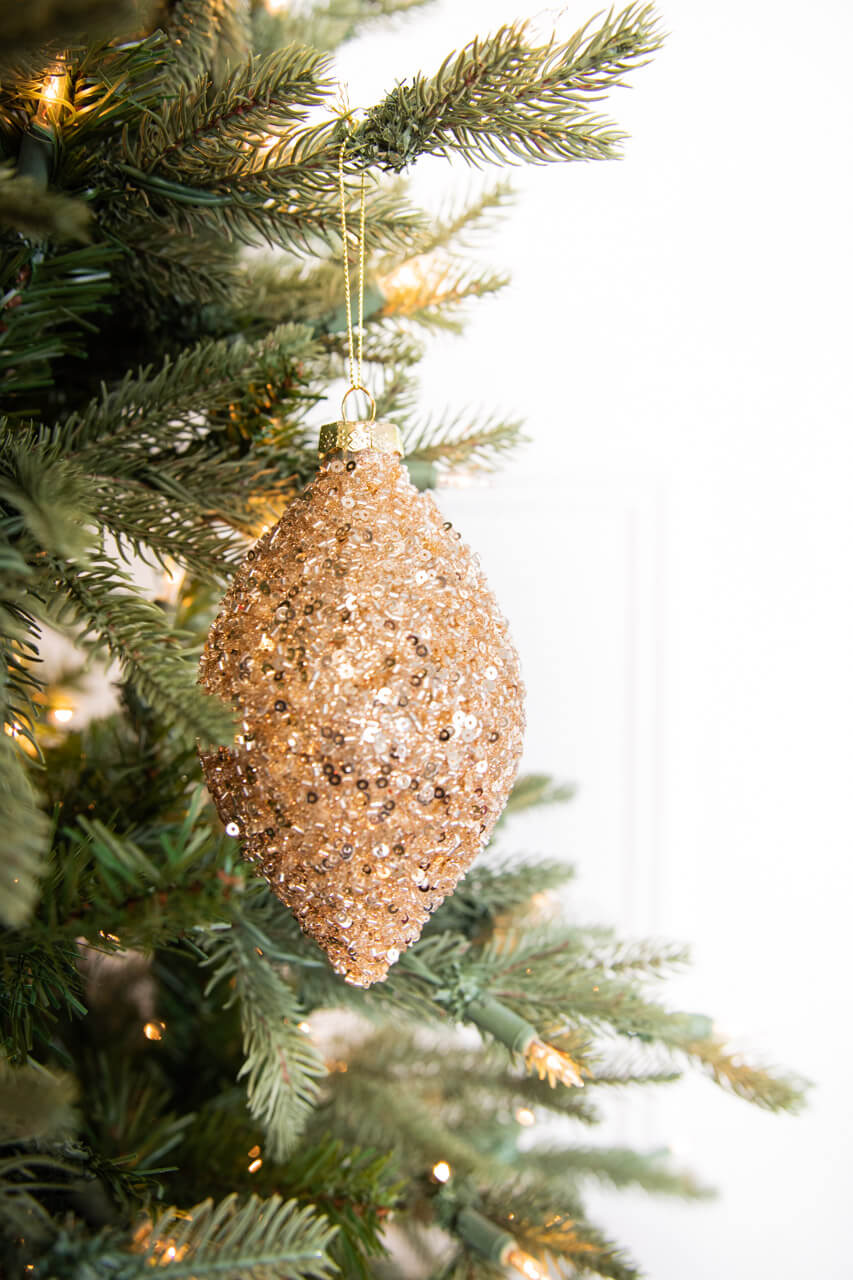 4” Rose Gold Drop/Ball Glass Ornament