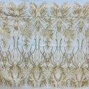 Beaded Sequined Lace Fabric Leaf Vine