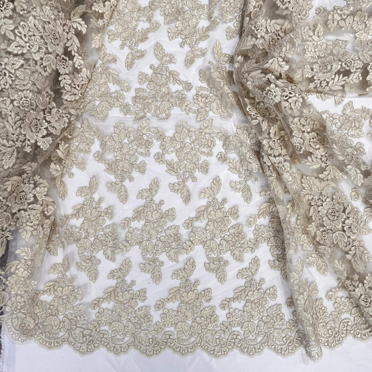 Corded Bridal Lace Embroidered Net Mesh