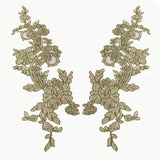 1 Yard Elegant Corded Floral Lace Applique, 100% Polyester Embellishment for Bridal, Quinceañera & Dance Gowns