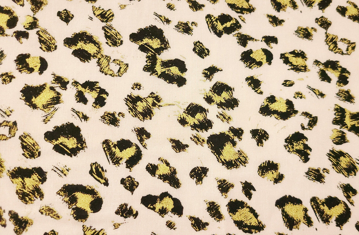 Quilting Cotton Gold Leopard on Pink
