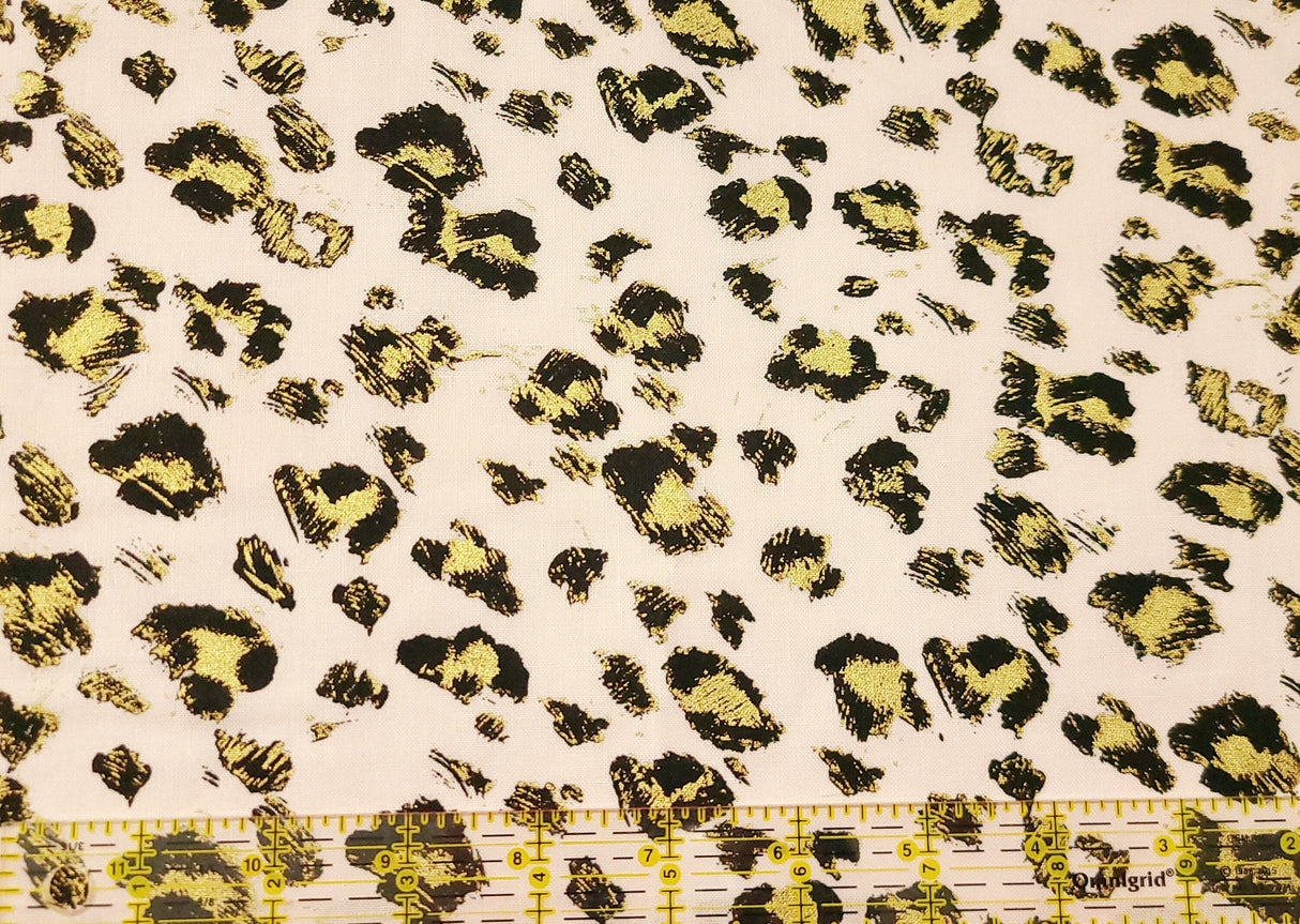 Quilting Cotton Gold Leopard on Pink