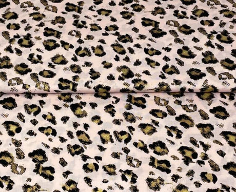 Quilting Cotton Gold Leopard on Pink