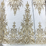 Beaded Lace Fabric on Polyester Net Mesh 52"
