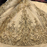Beaded Lace Fabric on Polyester Net Mesh 52"