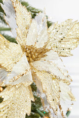 22” x 14" Sheer Glitter Poinsettia Stem - Champagne
