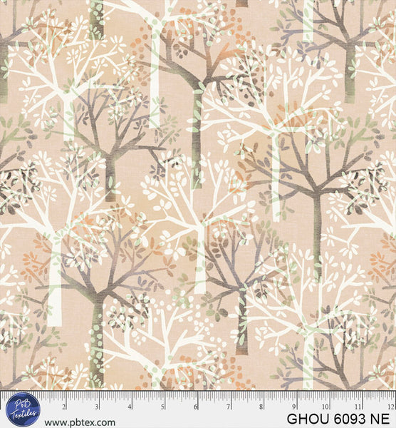 Cotton Print Golden Hour Natural Allover Trees Fabric 44/45"