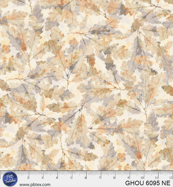Cotton Print Golden Hour Natural Scattered Leaves Fabric
