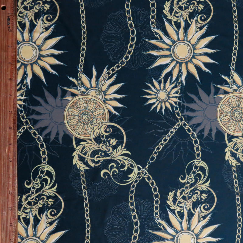 Boardshort Fabric Sunbursts and Chains on Black