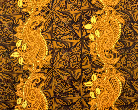 Paradise Floral Vines Cotton Fabric - Purple, Pine Green, Golden Brown, Floral Vine Print, 36" X 44-45" (1 Yard)